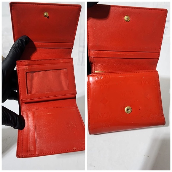 Authentic MCM Bifold Patent Leather Wallet Red - Picture 6 of 13
